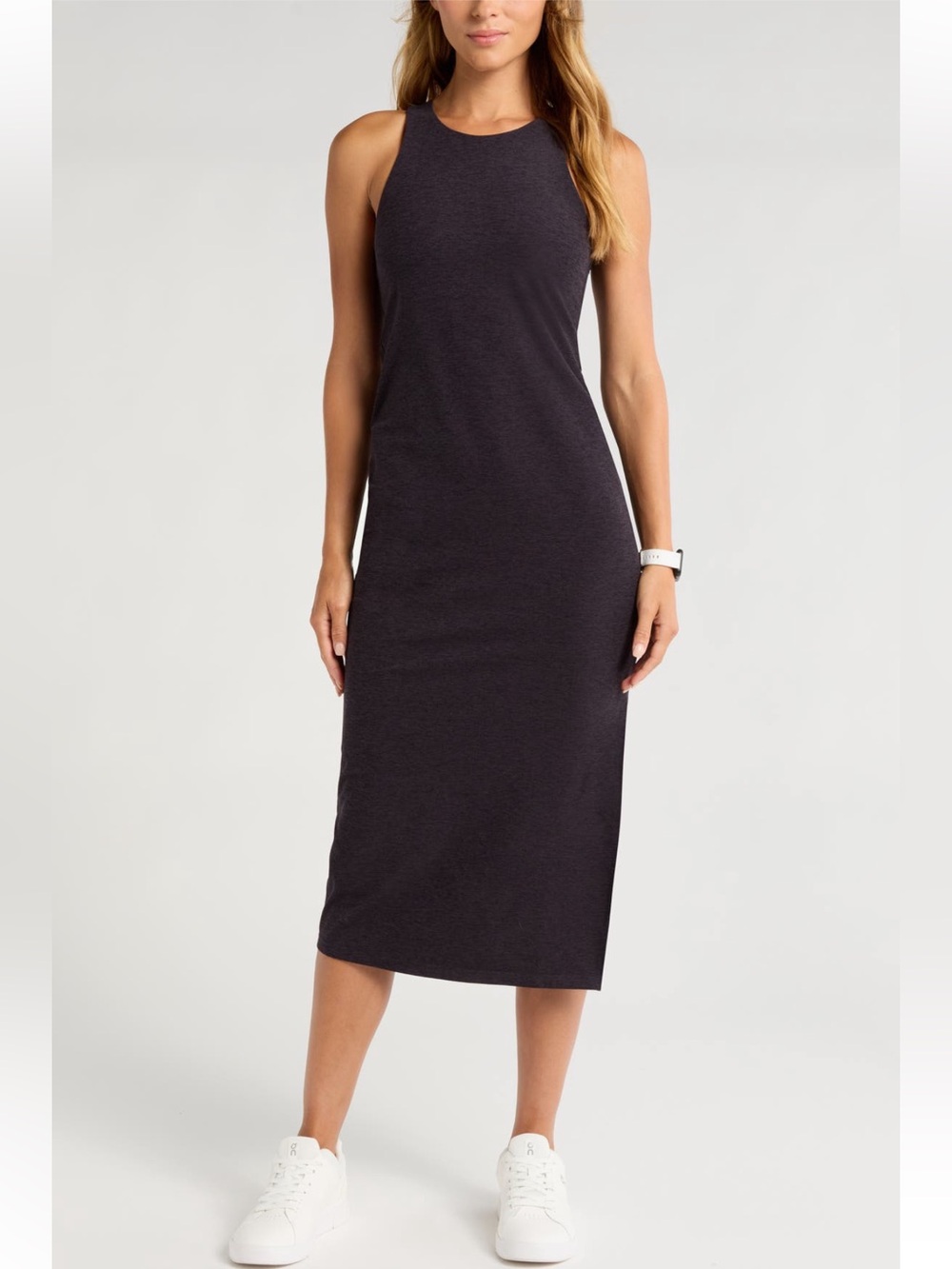 Zella Charcoal Gray Midi Tank Dress